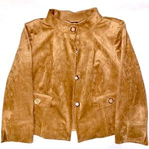 Black Label Chicos Faux Suede Brown Jacket (Size2)